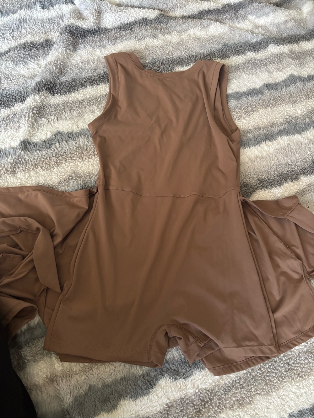 Sleeveless Wrap Skirt Dress in Mauve Brown - Picture 3 of 5